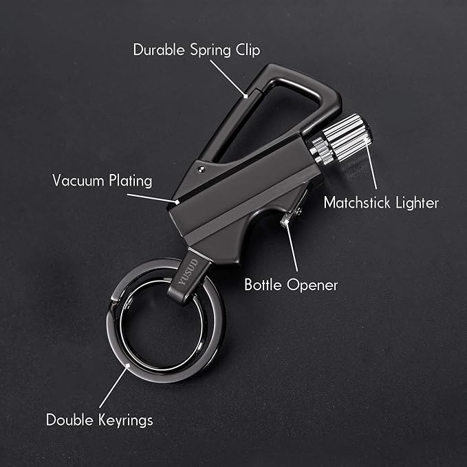 YUSUD Permanent Match, Flint Fire Starter Never Ending Match Keychain Lighter with Bottle Opener, Forever Waterproof Matches Strike Anywhere, Survival Cool Lighters for Camping