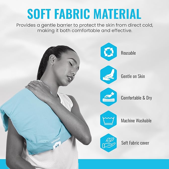 ICEWRAPS Extra Cover ONLY for 12"x21" Clay Ice Pack | Reusable and Washable Soft Fabric Cover for Cold Pack | Fabric Cold Compress Sleeve | 12"x21" Soft Ice Pack Cover | Blue Fabric Cover Only