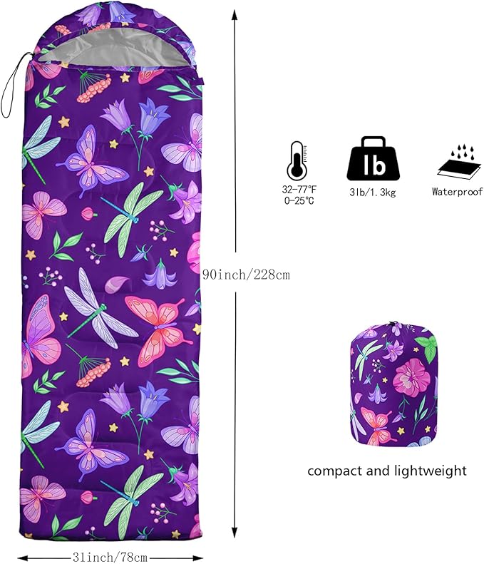 QOOMO Camping Sleeping Bags,3 Season Warm & Cool Weather,Lightweight,Waterproof Sleeping Bags for Adults & Kids,Traveling,and Outdoors,Camping Gear Equipment