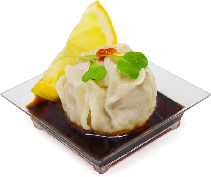 720 Pack Tiny Square Clear Plastic Tray Mini Appetizer Plates for Party Mini Serving Tray Small Appetizer Serving Sauce Dish Clear Disposable Dessert Plates for Events CMJJ