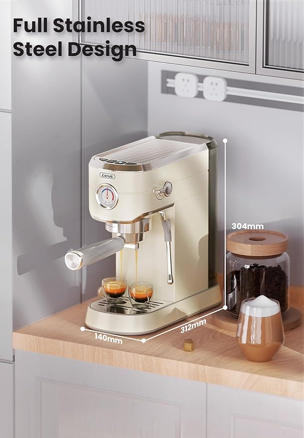 Gevi Commercial Espresso and Coffee Makers, Professional Espresso Maker Latte Machine with Milk Frother, Stainless Steel Expresso Coffee Machines for Home, Compact Cappuccino Machine, Great Gift
