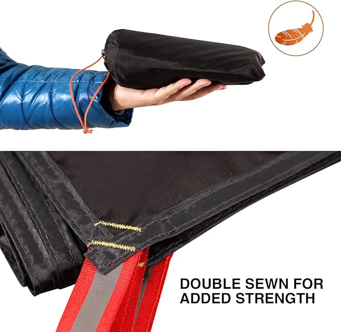 REDCAMP Ultralight Tent Footprint, PU 2000 Waterproof Camping Tent Tarp with Drawstring Carrying Bag for Ground Camping Hiking (55"x87" UL Black)