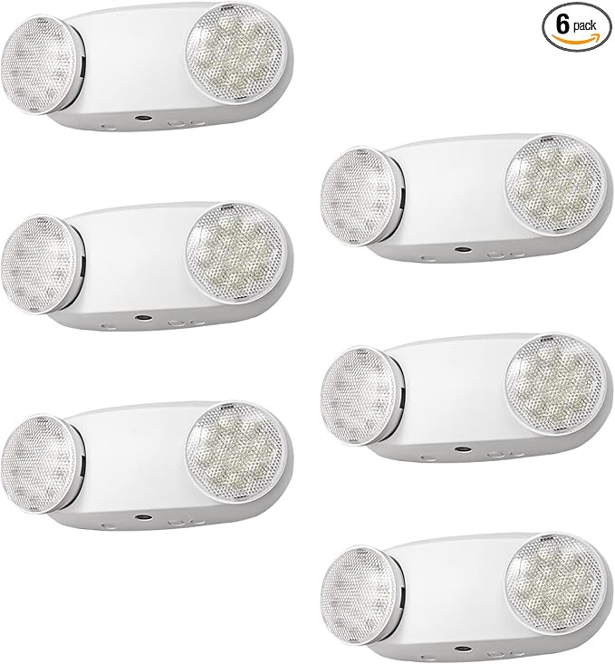 TANLUX LED Emergency Lights with Battery Backup, UL Listed, AC 120/277V, Hardwired Emergency Exit Light Fixtures for Business - 6 Pack(White)