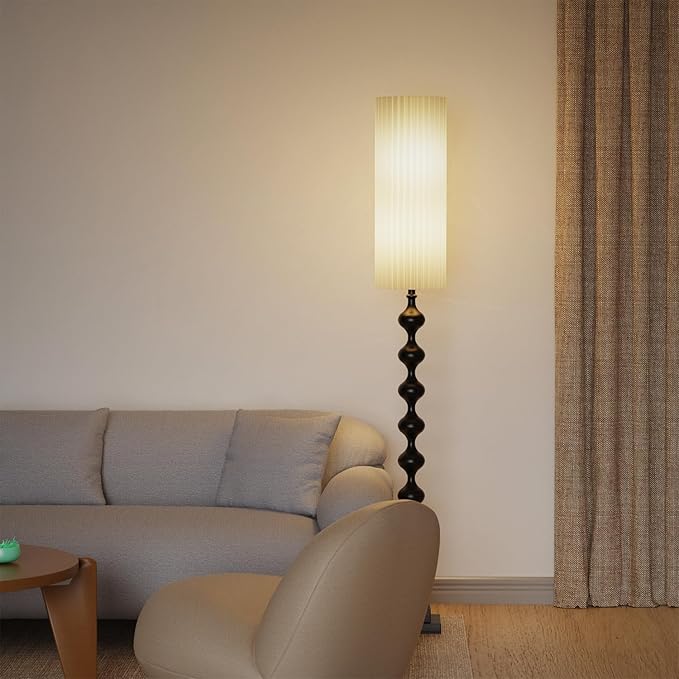 Drum Lamp Shades for Floor Lamps Tall Lamp Shade for Modern, 15.7"x5.9"x5.9" Replacement Lamp Shades, Large Pleated Linen Round Lamp Shade