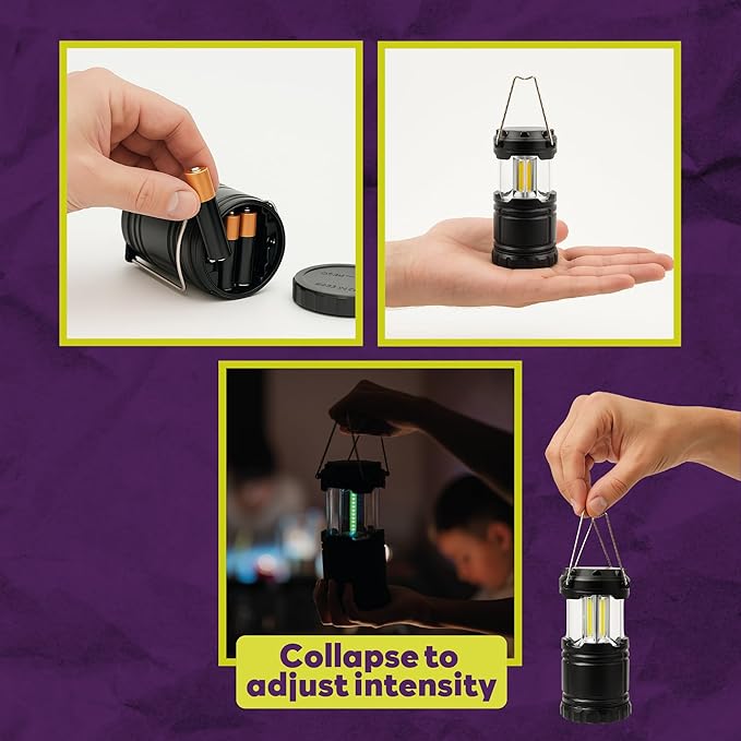 ATack LED Camping Lantern Battery Powered 4-Pack Camping Flashlight Lantern for Power Outages, Portable Collapsible Hanging Lights Essential for Home Outdoor Hurricane Emergency Lamp Survival Kit Gear