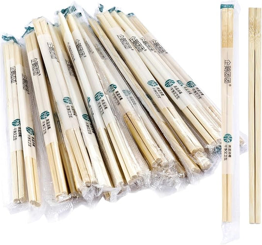 Disposable Chopsticks, 50 Sets - UV Treated Premium Bamboo, Individually Wrapped for Sushi, Chinese, Japanese, and Asian Food
