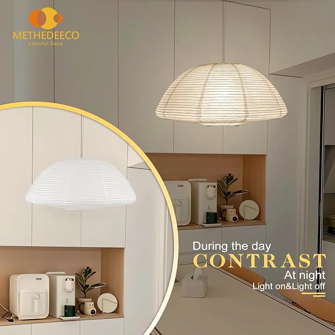 Paper Lanterns 20inch Large Paperlampshade Hanging Rice Paper Lamp.SemicircularPendant Light Shade Chinese Lantern for indoor bedroom,living room.home gift for her