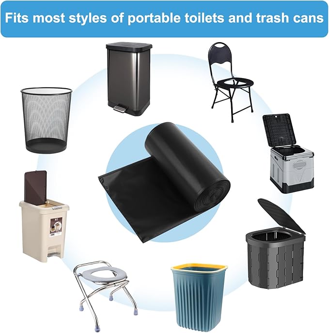 40 Portable Camping Toilet Bags, Biodegradable Compostable Thickened for 5 Gallon Bucket Toilet
