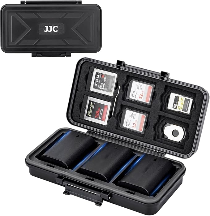 JJC Multi-Function Camera Battery Memory Card Storage Case for 6 SD Card,6 CFexpress Type-B/XQD Cards,5 CFexpress Type-A Cards,8 AA Batteries,3 Camera Batteries Holder Box for LP-E6 NP-FZ100 NPW235