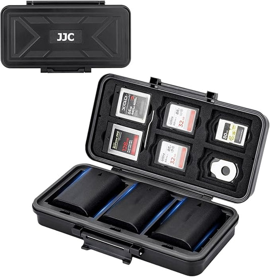 JJC Multi-Function Camera Battery Memory Card Storage Case for 6 SD Card,6 CFexpress Type-B/XQD Cards,5 CFexpress Type-A Cards,8 AA Batteries,3 Camera Batteries Holder Box for LP-E6 NP-FZ100 NPW235