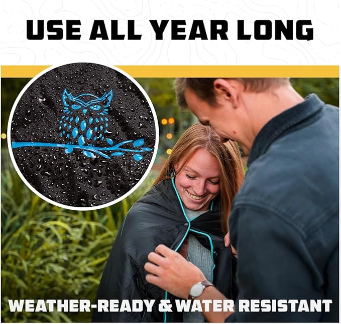 Wise Owl Outfitters Outdoor Camping Blanket – Lightweight Packable Puffy Quilt for Backpacking, Hiking & Travel – Warm Water Resistant Blanket for Cold Weather Camping