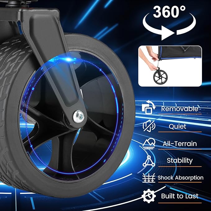 EchoSmile Collapsible Folding Wagon Cart 360lbs, Heavy Duty Garden Utility Cart with All Terrain Wheels, Large Capacity Outdoor Wagon for Camping, Beach, Shopping, Picnic (Blue Black)