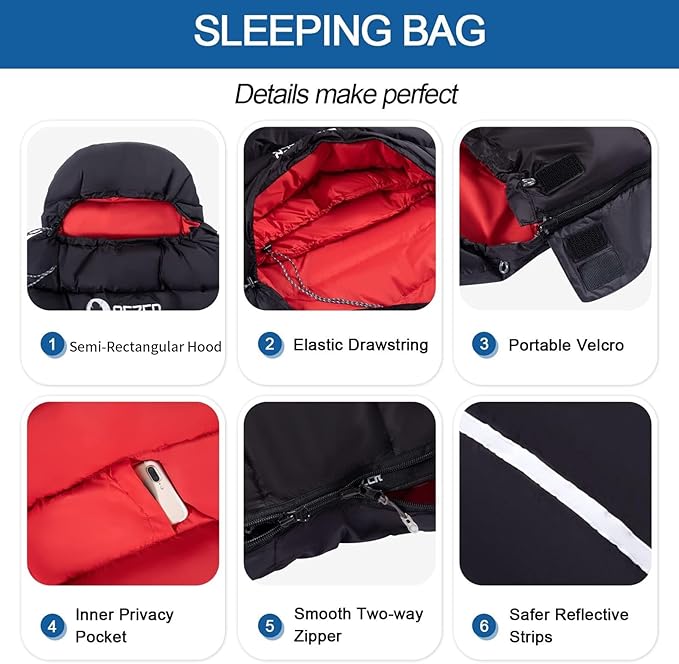 Down Sleeping Bag for Adults, 600 Fill Power, Ultralight & Compact with Compression Sack for Backpacking, Camping, Hiking