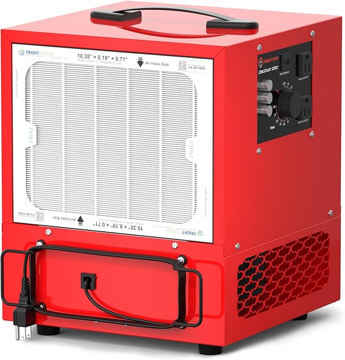 Abestorm Tabletop Dust Collector for Woodworking, Portable Double-sided Intake Air Filtration Systems, Movable Air Filter with Timer Function, Ideal for Garage Works Shop and Room Renovations