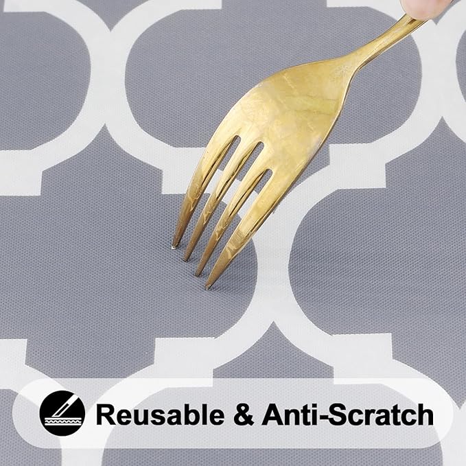 Smiry Rectangle Picnic Table Cover, Waterproof Elastic Fitted Camping Tablecloths for 4 Foot Tables, Wipeable Flannel Backed Vinyl Tablecloth Protector for Indoor, Outdoor (Grey, 24x48 Inches)