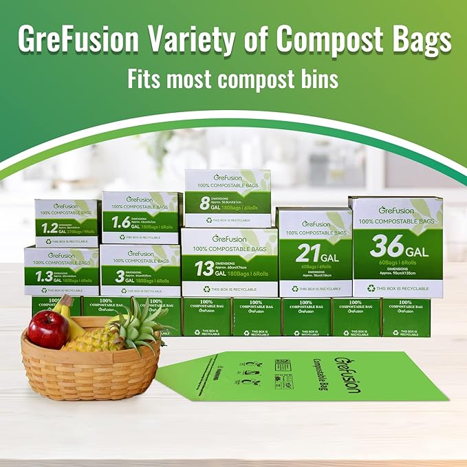 Compostable Trash Bags, Small 2.6 Gallon, 270 Count, 0.72 Mils Thick, Eco Friendly, ASTM D6400 & BPI Certified, Composts Food Scraps, No Leaks