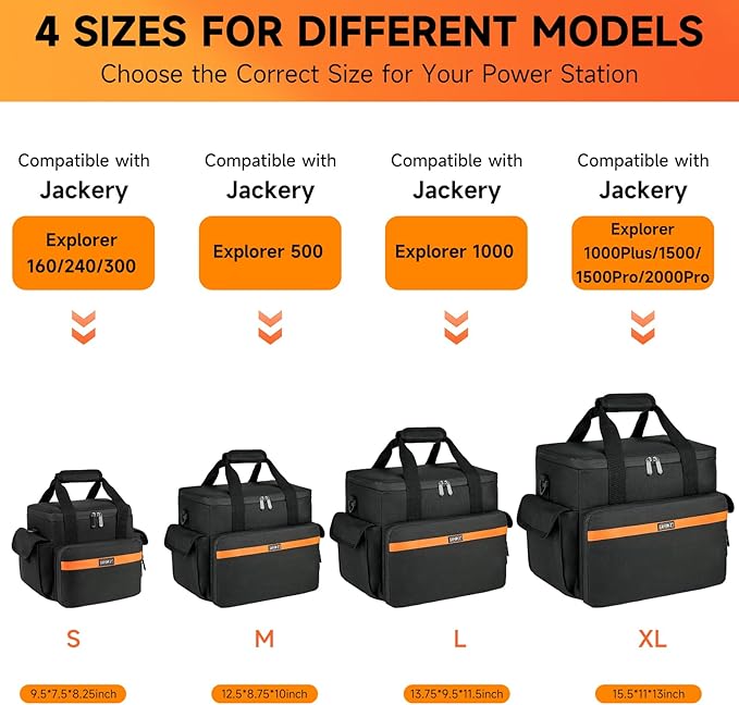 Carrying Case Compatible with Jackery Explorer 500/ECOFLOW River/River Pro/BLUETTI EB3A/GRECELL T500 Portable Power Station,Waterproof Travel Storage Bag for Charging Cable and Accessories(Bag Only)