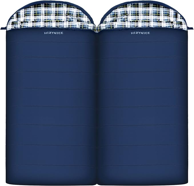 0 Degree Sleeping Bag 100% Cotton Flannel XXL for Adults Big and Tall Cold Weather Winter Zero Degree Camping,Free Compression Sack