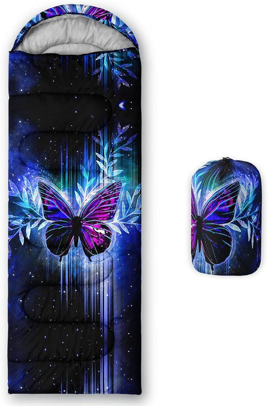 AILONEN Outer Space Astronaut Camping Sleeping Bags,Lightweight & Waterproof,3 Season Warm & Cool Weather,Cartoon Sleeping Bags for Kids,Boys Girls Travelling,Outdoors