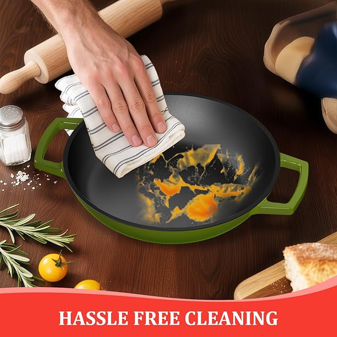 YUTANN Enameled Cast Iron Dutch Oven, 5 QT Nonstick Dutch Oven, Titanium Nonstick Coating, Ideal for Bread Baking/Braising/Roasting, Oven, Gas Stove and Stovetop Safe, Safe Material & Easy to Clean