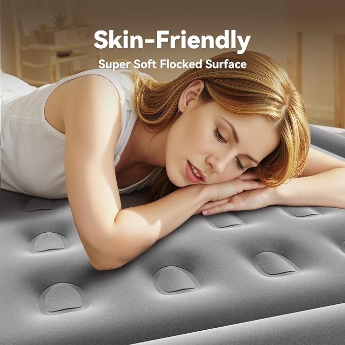 DIVON Queen Air Mattress with Built in Pump Raised, 2 Min Self Inflatable Mattress, 18’’ Blow up Mattress for Adults, 660 LBS Portable Air Bed for Guest, Camping, Travel & Floor, Dark Blue