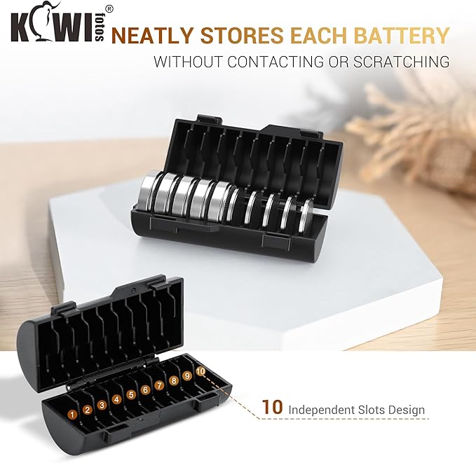 KIWIFOTOS (2 Pack) CR2032 Coin Cell Battery Case Organizer Holds 20pcs CR2032 CR2025 CR2016 CR2320 CR2325 CR2330 CR2335 CR2354 CR2412 CR2430 CR2450 Button Batteries Holder (Battery Not Included)
