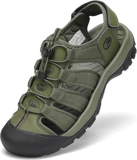 FLARUT Men's Athletic Sandals - Closed Toe Sport Hiking & Outdoor Walking Water Sandals with Anti-Slip Cushioning and Breathable Mesh