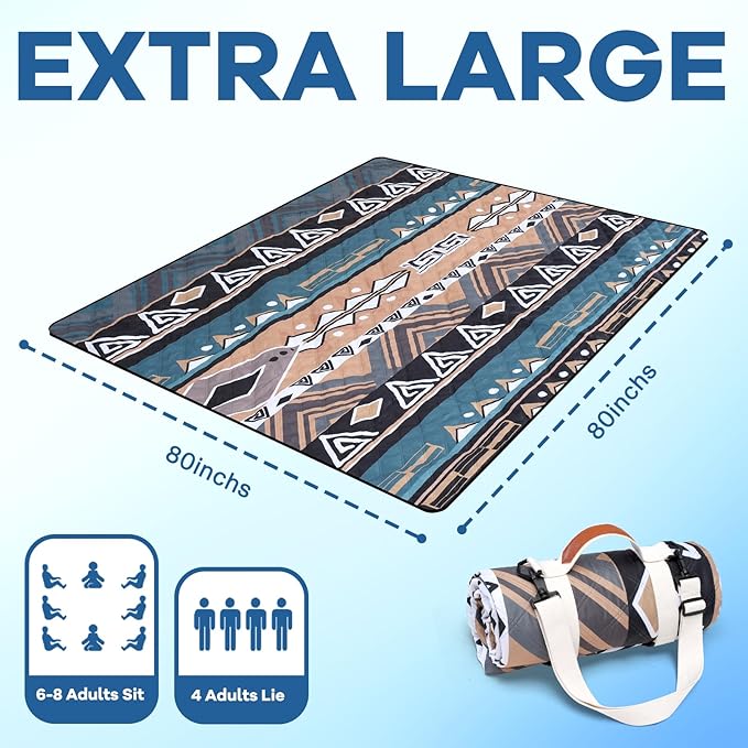 Genovega Waterproof Picnic Blanket Outdoor Camping Beach Mat Extra Large Foldable Car Essential Roadtrip Gadget Rv Accessories Glamping Tent Gear Must Haves Hiking Stuff Backpacking Necessities Gift