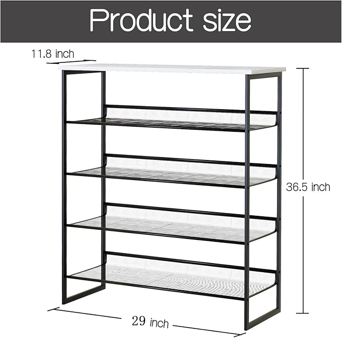 Garden 4 you 5 Tiers Shoe Rack,Multi-Purpose Adjustable Flat and Slant White Marble Freestanding Organizer Storage Rack Shoe Shelf, High Heels Potted Plant for Entryway Hallway Living Room Closet