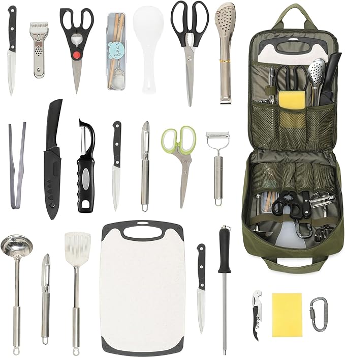 Tactical Camp Kitchen Organizer Camping Cooking Utensils Bag for BBQ, Picnic, Travel & Hiking (Bag Only)