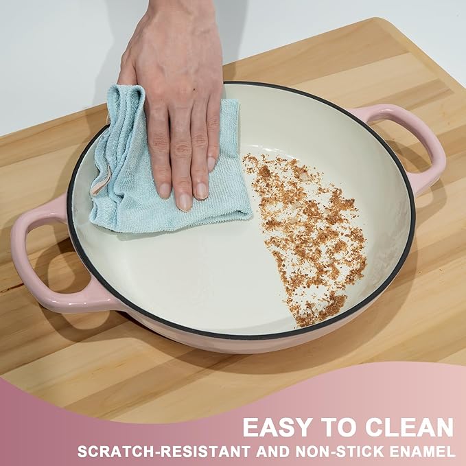 AHJ 6QT Dutch Oven For Bread Baking, Enameled Cast Iron Dutch Oven Pot with Lid, Multi-Functional Bread pan, Sourdough Baking Supplies with Proofing Basket, Cast Iron Bread Oven, Silicone Sling & Gloves.