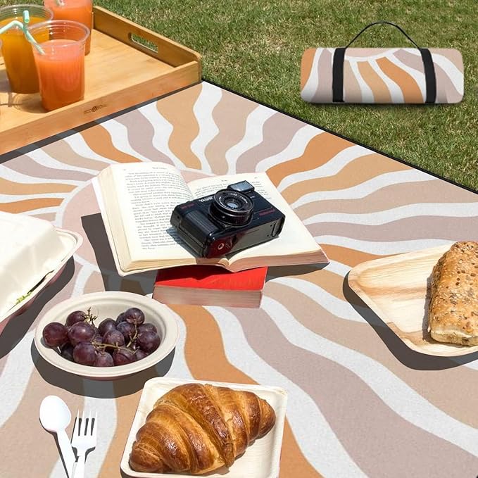 Extra Large Picnic Outdoor Blanket 80''x80'' Waterproof and Sandproof Picnic Foldable Mat for Beach Camping Accessories for Grass Lawn Park