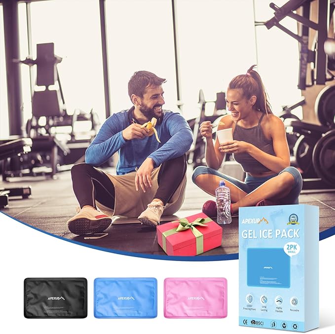 APEXUP Gel Ice Packs for Injuries Reusable, Flexible Double Sided Cold Packs for Injuries, Ice Pack for Knee, Shoulder, Back, Hip, Leg, Arm (Blue, S, 2PK)