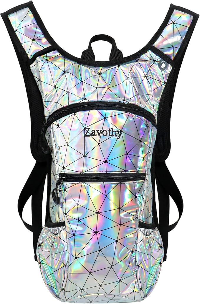 Reflective Hydration Backpack, Hydration Pack - Water Backpack with 2L/3L Hydration Bladder, Essential for Festivals - Rave Hydration Pack for Hiking, Running, Cycling, and Festivals