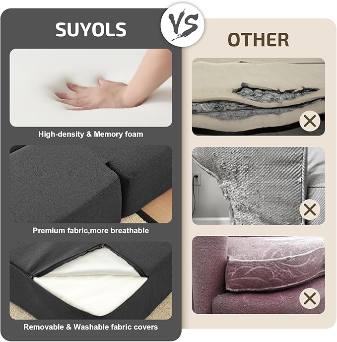 2-in-1 Folding Sofa Bed with Pillows - Folding Chair Floor Couch & Sleeping Mattress - Washable Cover & Memory Foam Sleeper Chair for Living Room/Guest Room/Apartment/Loft, Dark Gray, Twin XL