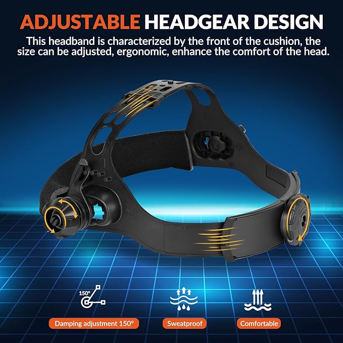 Welding Helmet Auto Darkening,Welding Hood Solar Powered 3.66 * 1.69",Mask With 2 Arc Sensors,Wide Shade 4/9-13 Suitable for TIG, MIG, MAG With Welding gloves （M-001）