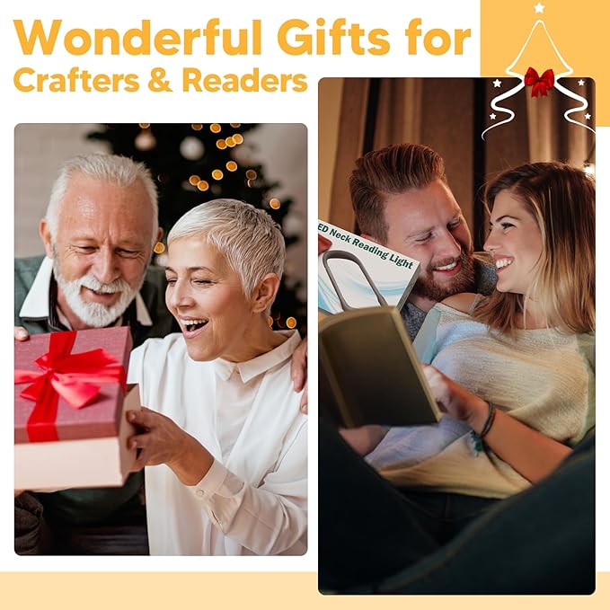 Pink Neck Light with Storage Case, 10-80Hrs Eye-friendly Book Reading Lamp, Knitting Crochet Sewing Craft Light Rechargeable Adjustable, Christmas Birthday Gifts for Book Lovers Knitters Crafters