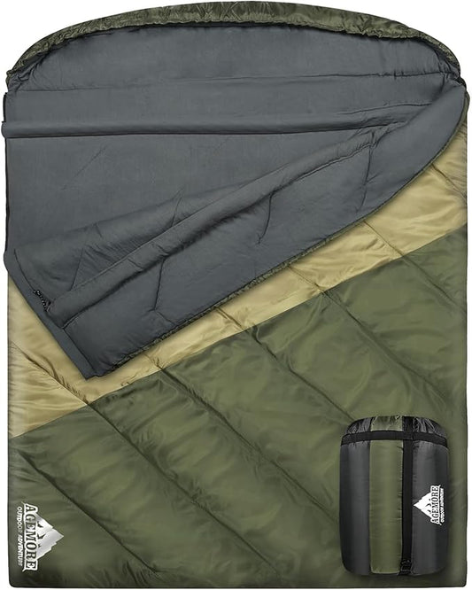 AGEMORE Sleeping Bag for Adults, Single and Double Size, Lightweight Waterproof XXL Sleeping Bag for Adults Kids Couples Camping Hiking Backpacking Or Traveling, Warm & Cold Weather