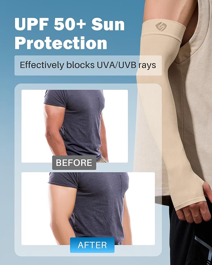 Arm Sleeves for Men Women UV Sun Protection Compression Arm Warmer Tattoo Cover Up, Sports Golf Cooling Sleeves