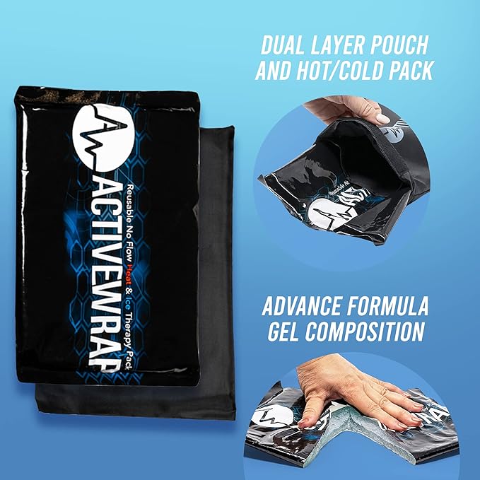 Ice Packs for Injuries Reusable, Hot Cold Packs for First Aid and Injury Recovery, Includes 1 Ice Pack with Individual Pack Cover, Use with ActiveWrap Hip, Back, or Knee, XL, 13 x 10 inches