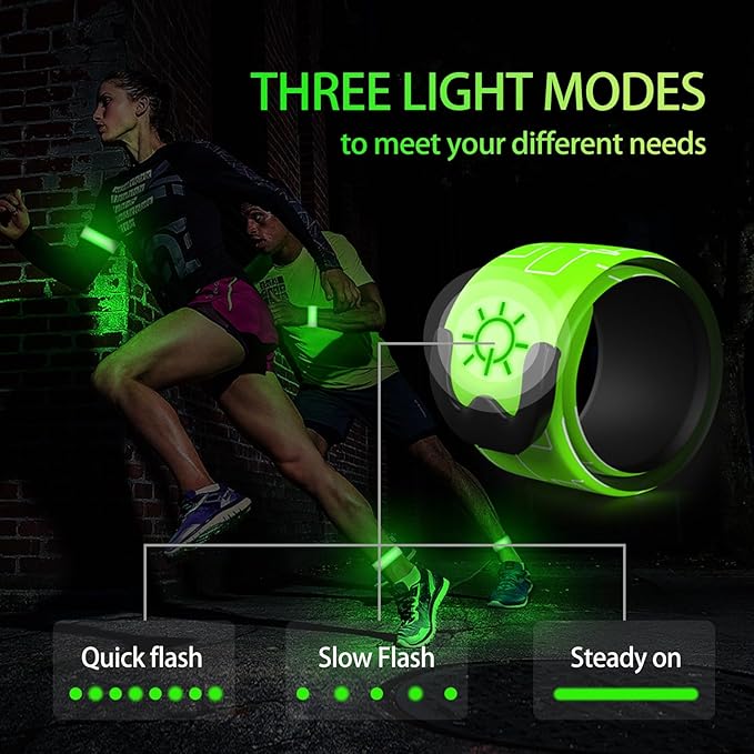 2 Pack LED Armband - Rechargeable Running Lights with Reflective Gear, High Visibility LED Wristband Lights