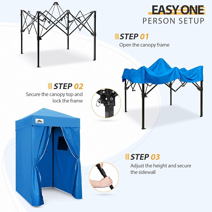 EAGLE PEAK Flex Ultra Compact 4x4 Pop-up Canopy, Sun Shelter, Changing Room, Portable Privacy Canopy Cabana for Pool, Fashion Photoshoots, or Camping, Light Blue