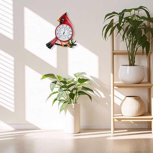 Large Outdoor Thermometer, Cardinal Wall Thermometer Hygrometer No Need Battery, Retro Sun Outside Thermometer Decoratibve for Backyard, Garden, Living Room