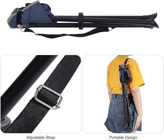 REDCAMP 2 Pack Folding Camping Stools for Adults Heavy Duty, Lightweight Portable Tripod Chairs Seats for Fishing Hunting Backpacking Traveling, Blue