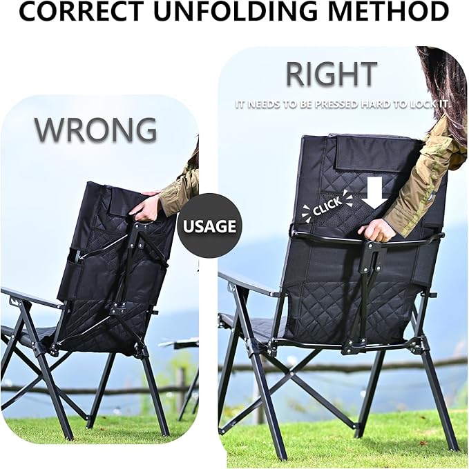 Reclining Camping Chair, Heavy Duty Folding Chairs with 4-Stage Adjustable High Back for Adults, Compact Foldable Outdoor Patio Reclining Chair with Storage Bag (Cyan)