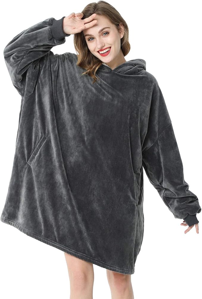 LetsFunny Blanket Hoodie,Oversized Wearable Sherpa Fleece Blanket Sweatshirt,Super Soft Warm Cozy with Giant Pocket,Gifts for Women Men Adults Teenagers Kids, One Size Fits All