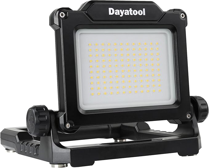 4000Lumens Work Flood Light Cordless Portable Rechargeable Led Work Lights with Magnet for Mechanic, Compatible with Dewalt 20v, Milwaukee,Makita 18v m18 Lithium Tool Battery, Black