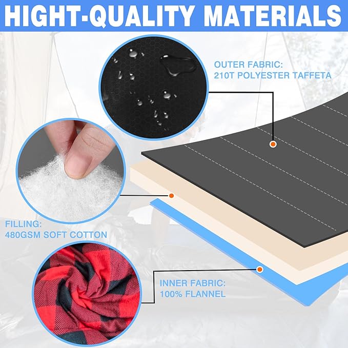 Flannel Sleeping Bag Cotton 0 Degree Cold Weather for Adults XXL Sleeping Bag 4 Season Big and Tall with Compression Sack