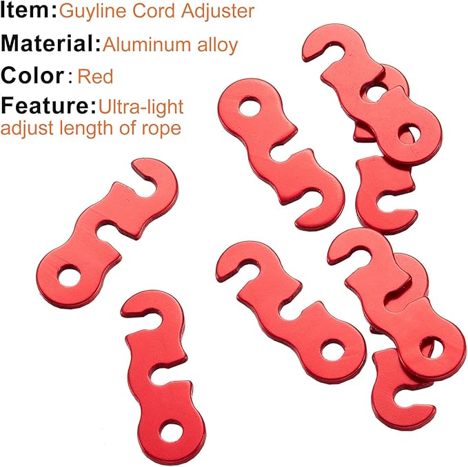 SATINIOR Guyline Tensioner Aluminum Alloy Tent Cord Paracord Tensioner Guy Line Rope Adjusters Cam Jam Cord Tighteners for Outdoor Tent Camping Hiking Accessories