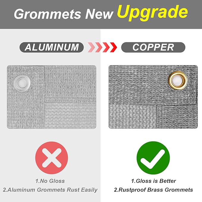 Cool Area Sun Shade Cloth with Grommets 10×23 FT Shade Panel Shade Tarp Screen Fabic for Outdoor Patio Pergola Cover Deck Garden, Silver (Customized)